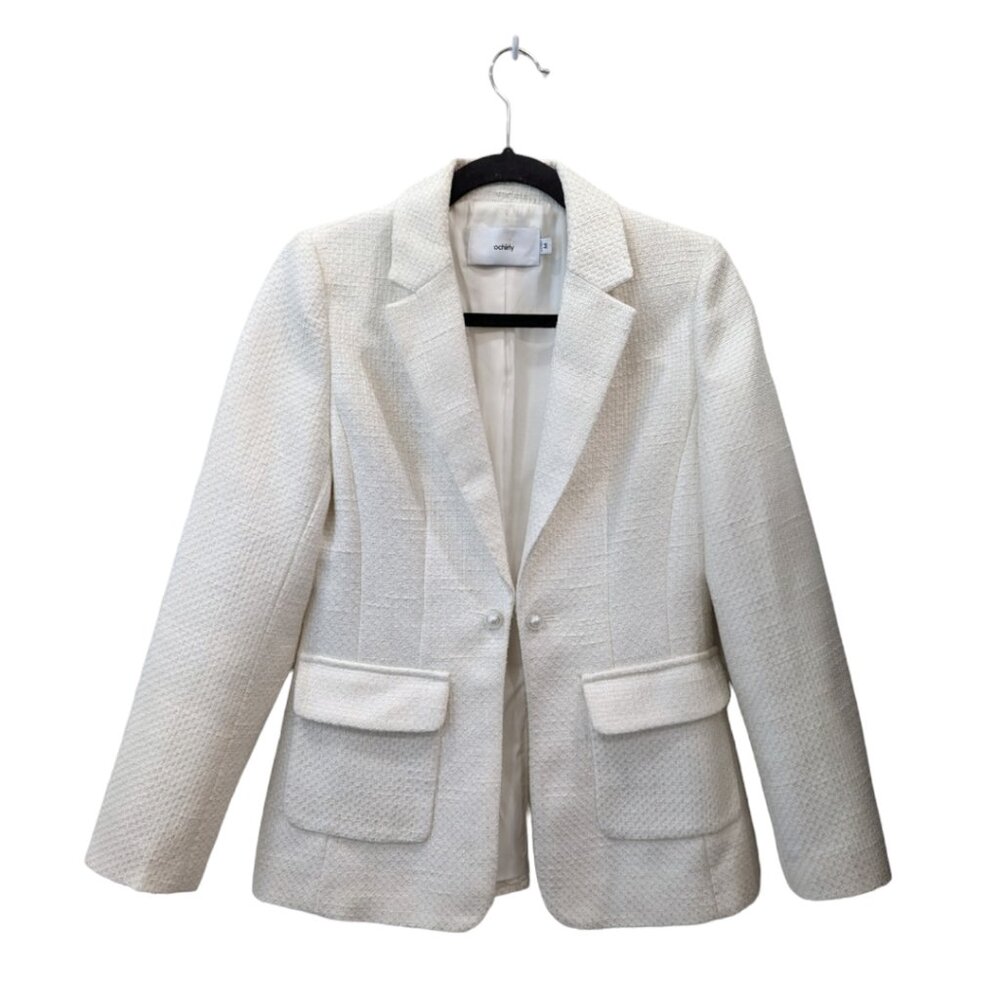 Ochirly Cream Tweed Tailored Blazer